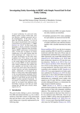 Investigating Entity Knowledge in BERT with Simple Neural End-To-End
  Entity Linking
