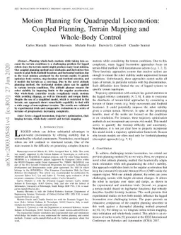Motion Planning for Quadrupedal Locomotion: Coupled Planning, Terrain
  Mapping and Whole-Body Control