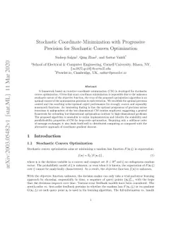 Stochastic Coordinate Minimization with Progressive Precision for
  Stochastic Convex Optimization