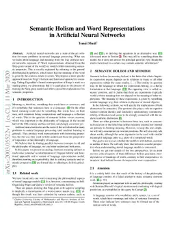 Semantic Holism and Word Representations in Artificial Neural Networks