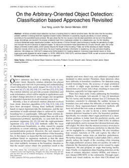 On the Arbitrary-Oriented Object Detection: Classification based
  Approaches Revisited