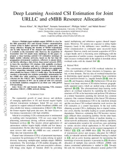 Deep Learning Assisted CSI Estimation for Joint URLLC and eMBB Resource
  Allocation