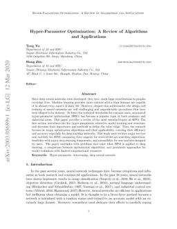 Hyper-Parameter Optimization: A Review of Algorithms and Applications