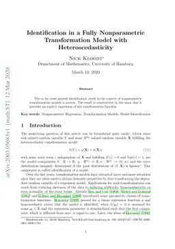 Identification in a Fully Nonparametric Transformation Model with
  Heteroscedasticity