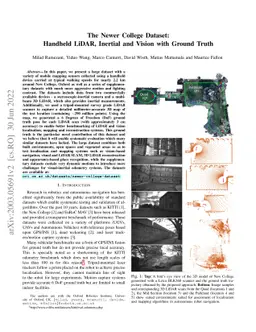 The Newer College Dataset: Handheld LiDAR, Inertial and Vision with
  Ground Truth