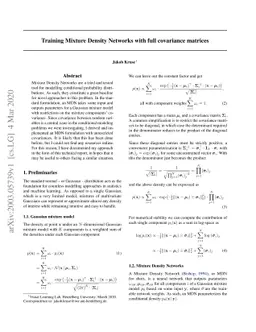 Technical report: Training Mixture Density Networks with full covariance
  matrices