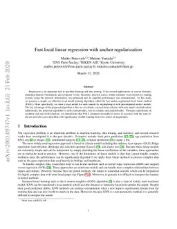 Fast local linear regression with anchor regularization