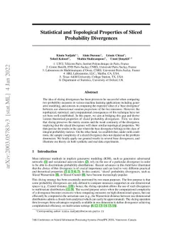 Statistical and Topological Properties of Sliced Probability Divergences
