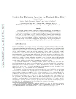 Control-flow Flattening Preserves the Constant-Time Policy (Extended
  Version)