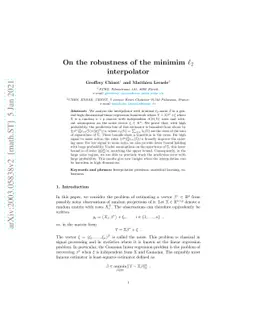 On the robustness of the minimum $\ell_2$ interpolator