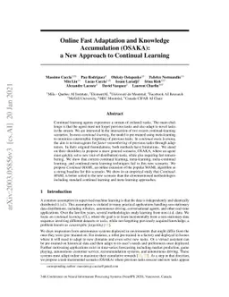 Online Fast Adaptation and Knowledge Accumulation: a New Approach to
  Continual Learning