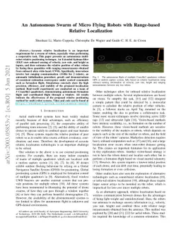 An autonomous swarm of micro flying robots with range-based relative
  localization