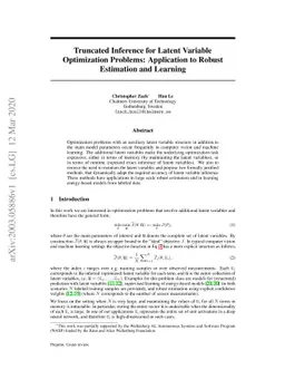 Truncated Inference for Latent Variable Optimization Problems:
  Application to Robust Estimation and Learning