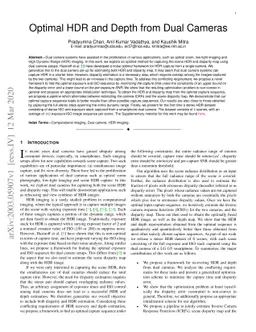 Optimal HDR and Depth from Dual Cameras