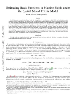 Estimating Basis Functions in Massive Fields under the Spatial Mixed
  Effects Model