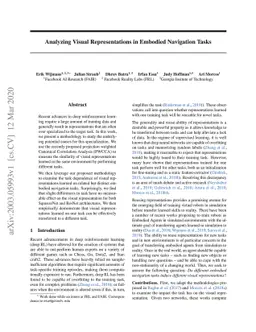 Analyzing Visual Representations in Embodied Navigation Tasks