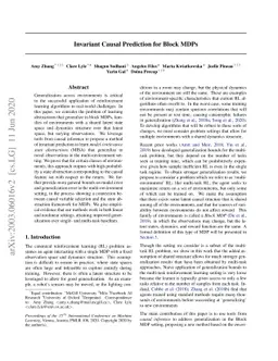 Invariant Causal Prediction for Block MDPs