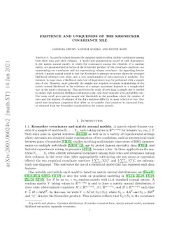 Existence and Uniqueness of the Kronecker Covariance MLE