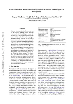 Local Contextual Attention with Hierarchical Structure for Dialogue Act
  Recognition