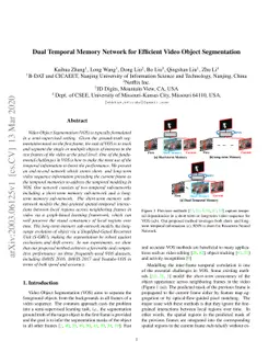 Dual Temporal Memory Network for Efficient Video Object Segmentation