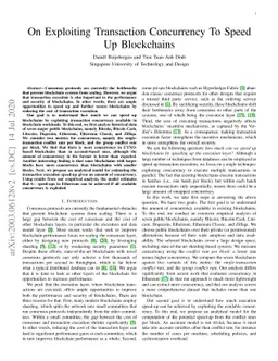 On Exploiting Transaction Concurrency To Speed Up Blockchains