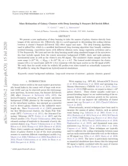 Mass Estimation of Galaxy Clusters with Deep Learning I:
  Sunyaev-Zel'dovich Effect