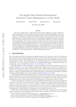 Can Implicit Bias Explain Generalization? Stochastic Convex Optimization
  as a Case Study