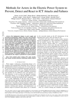 Methods for Actors in the Electric Power System to Prevent, Detect and
  React to ICT Attacks and Failures