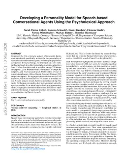 Developing a Personality Model for Speech-based Conversational Agents
  Using the Psycholexical Approach