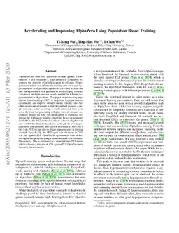 Accelerating and Improving AlphaZero Using Population Based Training