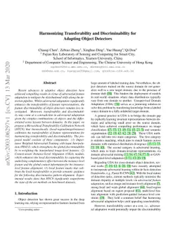 Harmonizing Transferability and Discriminability for Adapting Object
  Detectors