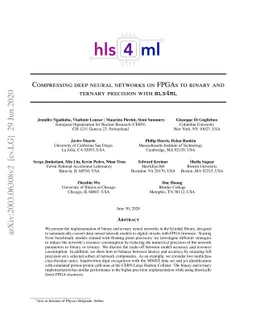 Compressing deep neural networks on FPGAs to binary and ternary
  precision with HLS4ML