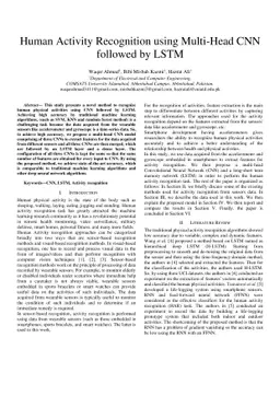 Human Activity Recognition using Multi-Head CNN followed by LSTM