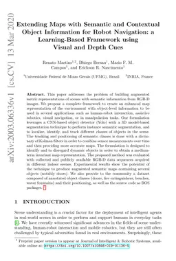 Extending Maps with Semantic and Contextual Object Information for Robot
  Navigation: a Learning-Based Framework using Visual and Depth Cues