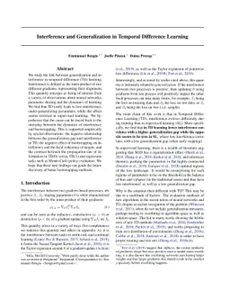 Interference and Generalization in Temporal Difference Learning