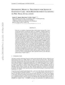 Optimizing Medical Treatment for Sepsis in Intensive Care: from
  Reinforcement Learning to Pre-Trial Evaluation