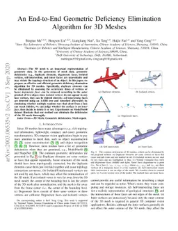 An End-to-End Geometric Deficiency Elimination Algorithm for 3D Meshes