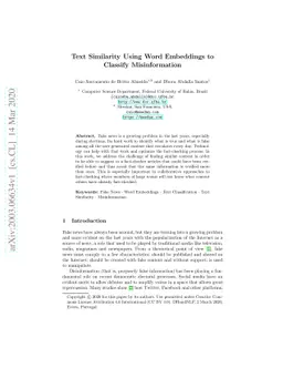 Text Similarity Using Word Embeddings to Classify Misinformation