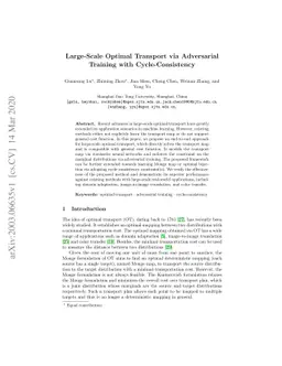 Large-Scale Optimal Transport via Adversarial Training with
  Cycle-Consistency