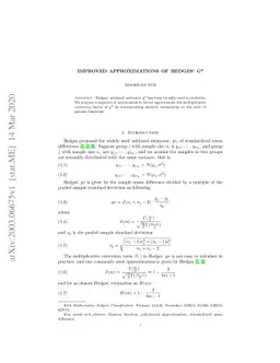 Improved Approximations of Hedges' g*