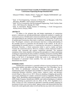 Toward Automated Virtual Assembly for Prefabricated Construction:
  Construction Sequencing through Simulated BIM