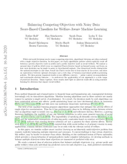 Balancing Competing Objectives with Noisy Data: Score-Based Classifiers
  for Welfare-Aware Machine Learning