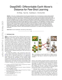 DeepEMD: Differentiable Earth Mover's Distance for Few-Shot Learning