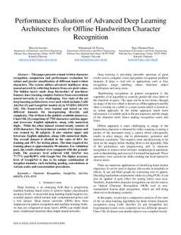 Performance Evaluation of Advanced Deep Learning Architectures for
  Offline Handwritten Character Recognition