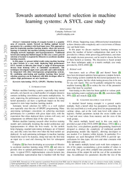 Towards automated kernel selection in machine learning systems: A SYCL
  case study