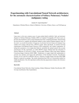 Experimenting with Convolutional Neural Network Architectures for the
  automatic characterization of Solitary Pulmonary Nodules' malignancy rating