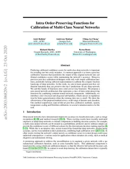 Intra Order-preserving Functions for Calibration of Multi-Class Neural
  Networks