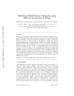 SOM-based DDoS Defense Mechanism using SDN for the Internet of Things