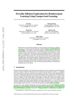 Provably Efficient Exploration for Reinforcement Learning Using
  Unsupervised Learning