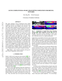 Scene Completeness-Aware Lidar Depth Completion for Driving Scenario
